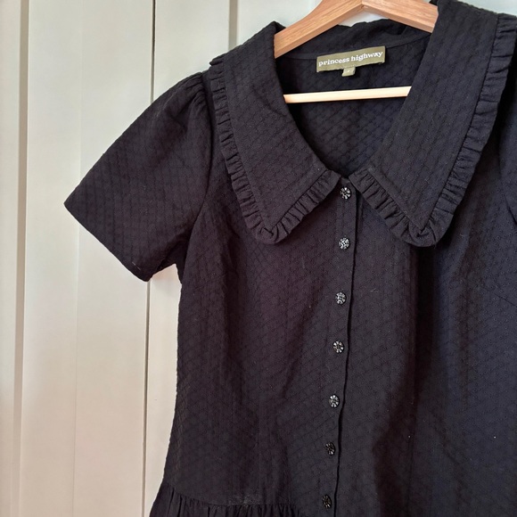 Princess Highway Size Small Black Peter Pan Drop-Waist Dress - Picture 2 of 4